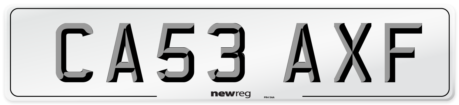 CA53 AXF Number Plate from New Reg